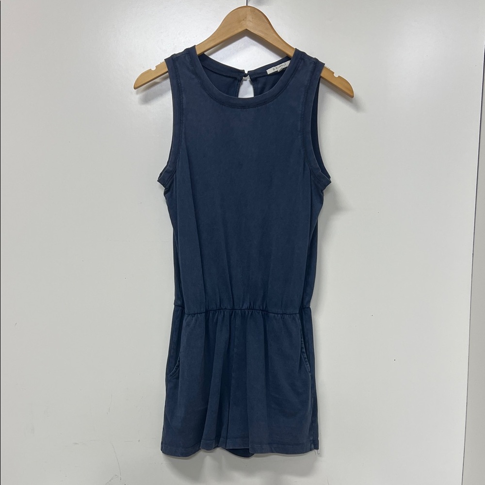 Z Supply Sleeveless Romper, Shorts, Blue, Small, Pockerts